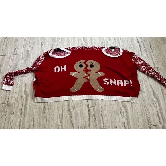 Oh snap gingerbread ugly Christmas couple sweater Osfm